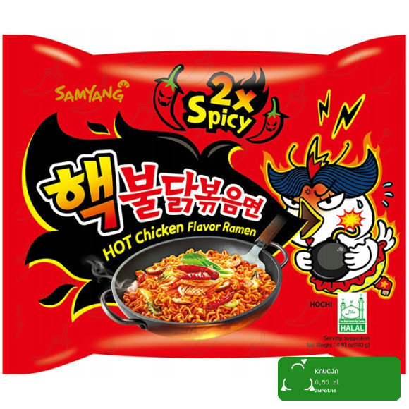 BULDAK DANIE ZUPA MAKARON KOREAŃSKI OSTRY RAMEN HOT KURCZAK 2x SPICY 130g