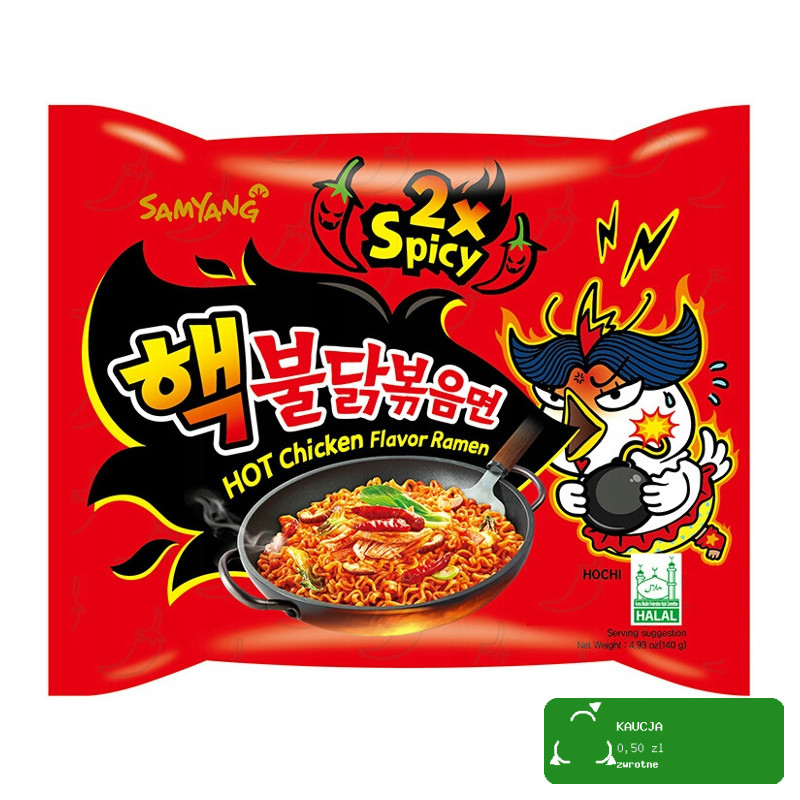 BULDAK DANIE ZUPA MAKARON KOREAŃSKI OSTRY RAMEN HOT KURCZAK 2x SPICY 130g