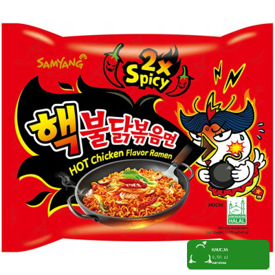 BULDAK DANIE ZUPA MAKARON KOREAŃSKI OSTRY RAMEN HOT KURCZAK 2x SPICY 130g