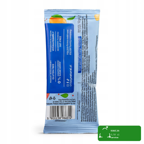CRISPY NATURAL - Jabłko suszone o smaku mango kostka 12g / nr15