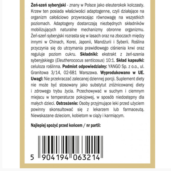 Yango ŻEŃ-SZEŃ SYBERYJSKI 90 kapsułek