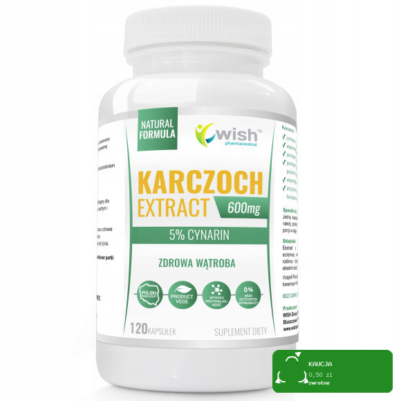 Wish KARCZOCH Extract z liści karczocha ZDROWA WĄTROBA 600mg 120kaps na4mce