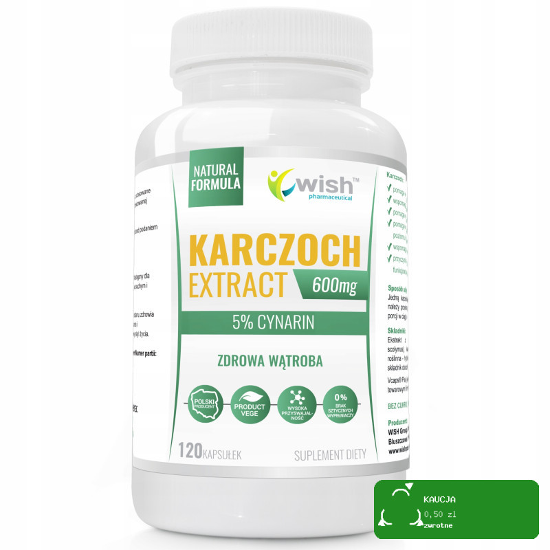 Wish KARCZOCH Extract z liści karczocha ZDROWA WĄTROBA 600mg 120kaps na4mce