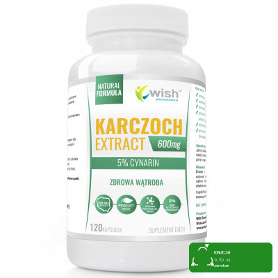 Wish KARCZOCH Extract z liści karczocha ZDROWA WĄTROBA 600mg 120kaps na4mce