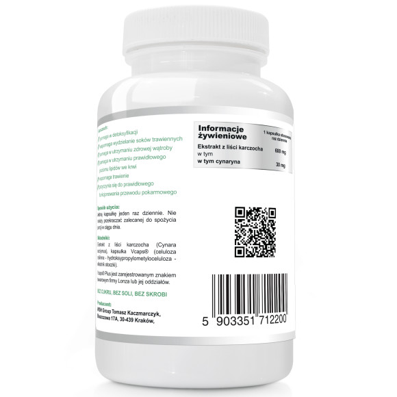 Wish KARCZOCH Extract z liści karczocha ZDROWA WĄTROBA 600mg 120kaps na4mce