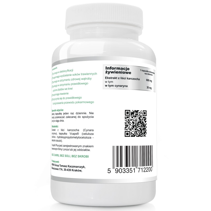 Wish KARCZOCH Extract z liści karczocha ZDROWA WĄTROBA 600mg 120kaps na4mce