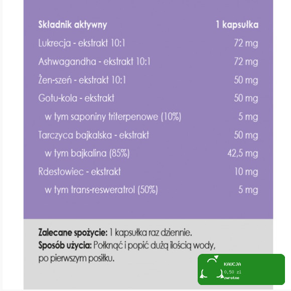 Yango Panaseus MOJA TARCZYCA  430MG żeń-szeń ashwagandha gotu kola 50 kaps.