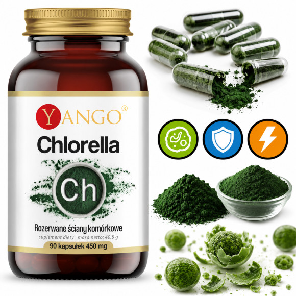 Yango CHLORELLA przerwane ściany komórkowe wsparcie ODPORNOŚĆ 90 kapsułek