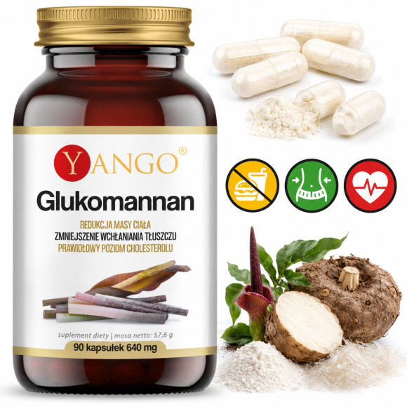Yango GLUKOMANNAN błonnik wsparcie ODCHUDZANIE CHOLESTEROL 90 kapsułek