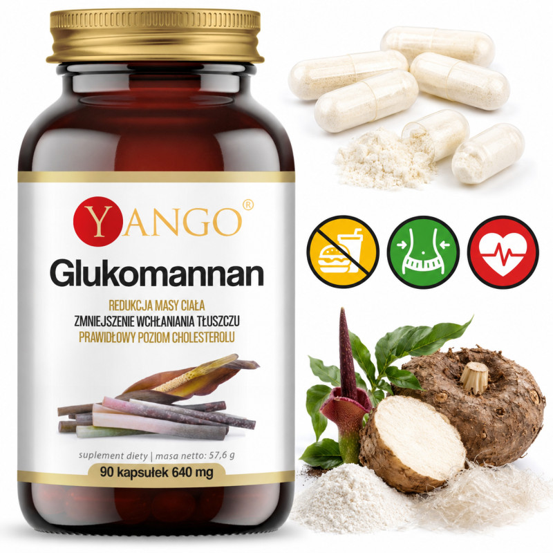 Yango GLUKOMANNAN błonnik wsparcie ODCHUDZANIE CHOLESTEROL 90 kapsułek