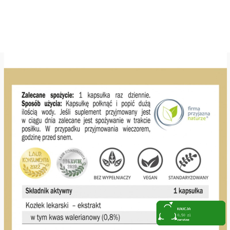 Yango KOZŁEK LEKARSKI WALERIANA wsparcie LĘK NERWICA SEN 90 kapsułek