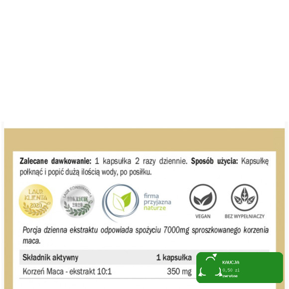 Yango MACA Ekstrakt wsparcie ZMĘCZENIE STRES SPRAWNOŚC UMYSŁ 100 kapsułek