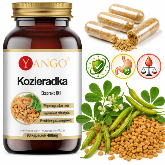 Yango KOZIERADKA 480mg wsparcie CHOLESTEROL CUKRZYCA 90 kapsułek