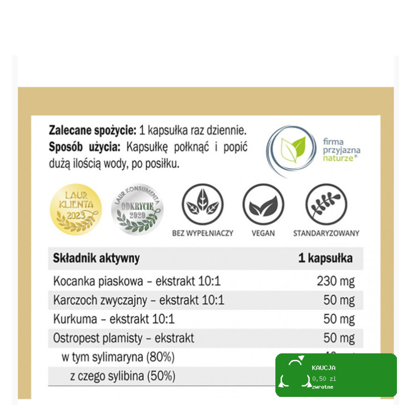 Yango KOCANKA PIASKOWA karczoch kurkumina wsparcie WĄTROBA 90 kapsułek