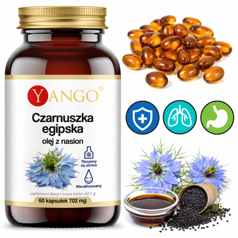 Yango CZARNUSZKA EGIPSKA 702mg olej z nasion czarnuszki 60 kapsułek