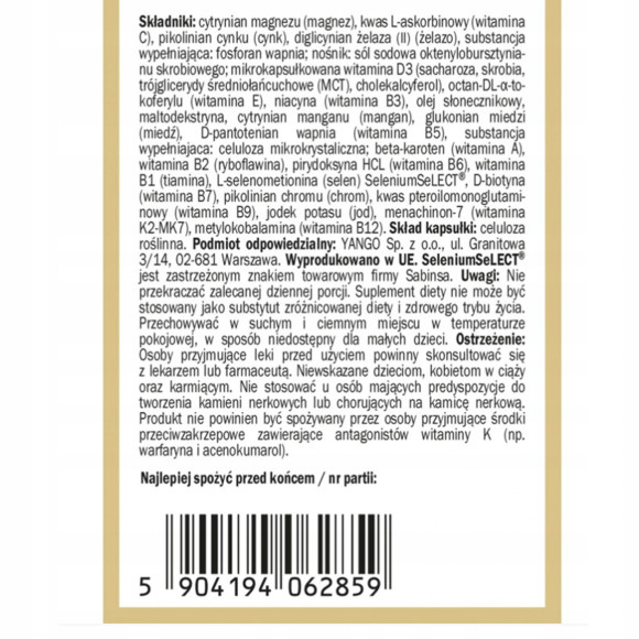 Yango MULTIWITAMINA DLA MĘŻCZYZN 90 kapsułek