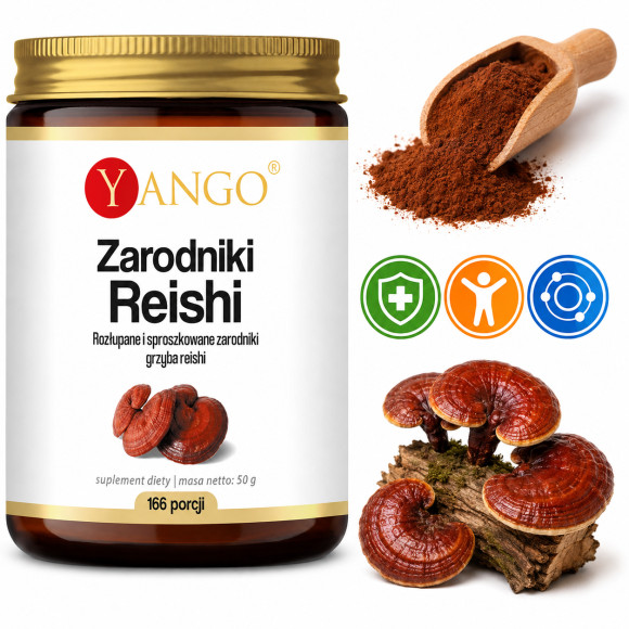 Yango ZARODNIKI GRZYBA REISHI wsparcie ODPORNOŚĆ 50g proszek