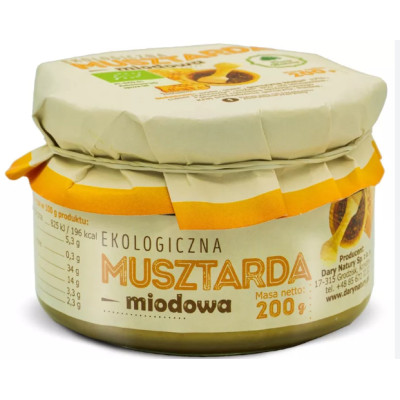 Dary Natury MUSZTARDA MIODOWA EKOLOGICZNA 200g słoik