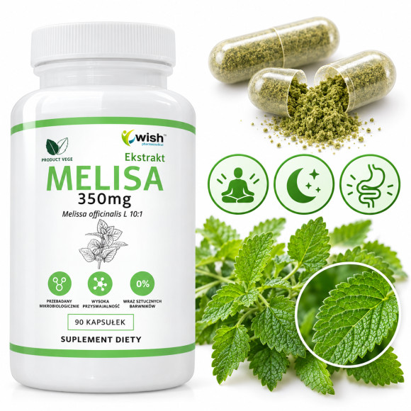Wish MELISA 350mg LIŚCIE EKSTRAKT 90 kaps wsparcie ZDROWY SEN USPOKOJENIE