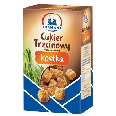 DIAMANT CUKIER TRZCINOWY NIERAFINOWANY KOSTKA 500G