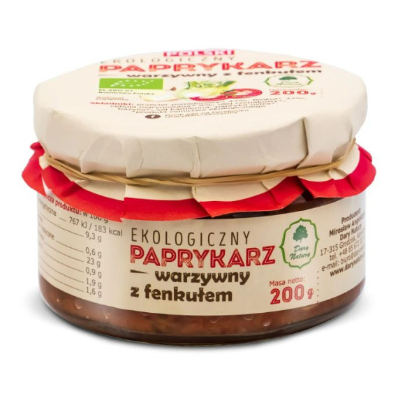 ekologiczny PAPRYKARZ WARZYWNY Z FENKUŁEM eko słoik 200g DARY NATURY