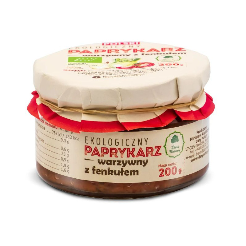 ekologiczny PAPRYKARZ WARZYWNY Z FENKUŁEM eko słoik 200g DARY NATURY