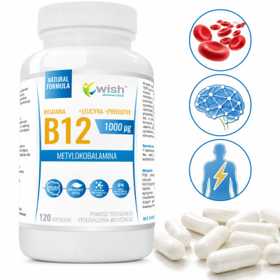 Wish WITAMINA B12 1000mcg METYLOKOBALAMINA 120kaps wsparcie: UKŁAD NERWOWY