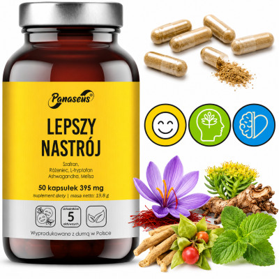 Yango Panaseus LEPSZY NASTRÓJ ashwagandha różeniec l-tryptofan 50 kapsułek