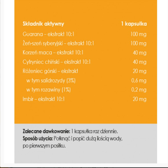 Yango Panaseus ENERGIA guarna żeń szeń różeniec maca cytryniec imbir 50k