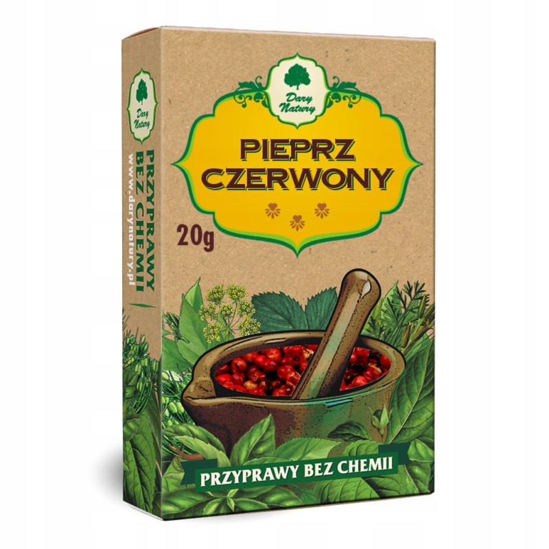 Dary Natury PIEPRZ CZERWONY ZIARNISTY w ziarnie 20g przyprawy bez chemii