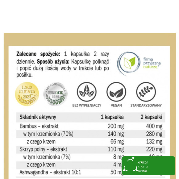 Yango KRZEM COMPLEX wsparcie SKÓRA WŁOSY PAZNOKCIE STAWY 100 kapsułek