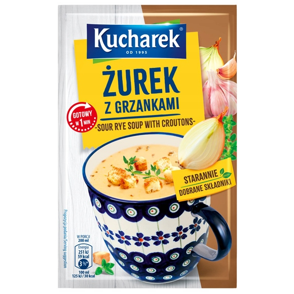 Kucharek ZUPA ŻUREK Z GRZANKAMI jednoporcjowa GOTOWA W 1