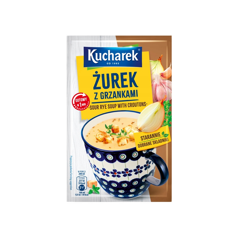 Kucharek ZUPA ŻUREK Z GRZANKAMI jednoporcjowa GOTOWA W 1
