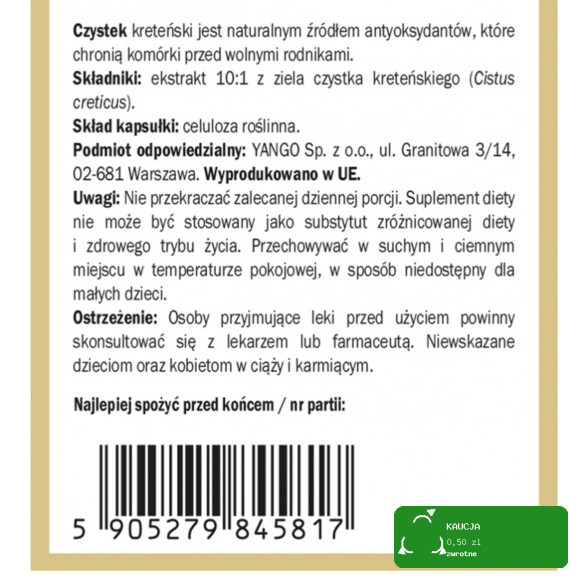 Yango CZYSTEK wsparcie ODPORNOŚĆ WZMOCNIENIE 90 kapsułek