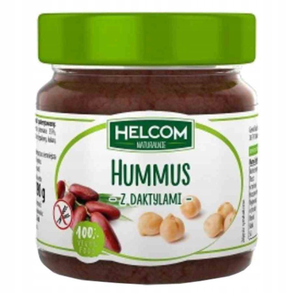 Helcom HUMMUS Z CIECIERZYCY DAKTYLAMI wege pasta bez cukru 190g KRÓTKA DATA