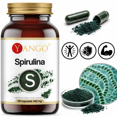 Yango SPIRULINA wsparcie ODCHUDZNIE ODPORNOŚĆ CHOLESTEROL 90 kapsułek