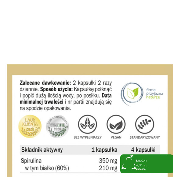 Yango SPIRULINA wsparcie ODCHUDZNIE ODPORNOŚĆ CHOLESTEROL 90 kapsułek