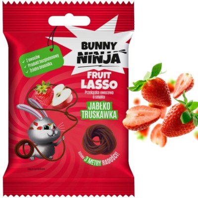 BUNNY NINJA Przekąska Owocowa Lasso JABŁKO TRUSKAWKA Bez