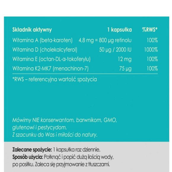 Yango Panaseus ZESTAW WITAMIN ADEK K2MK7 50 kapsułek