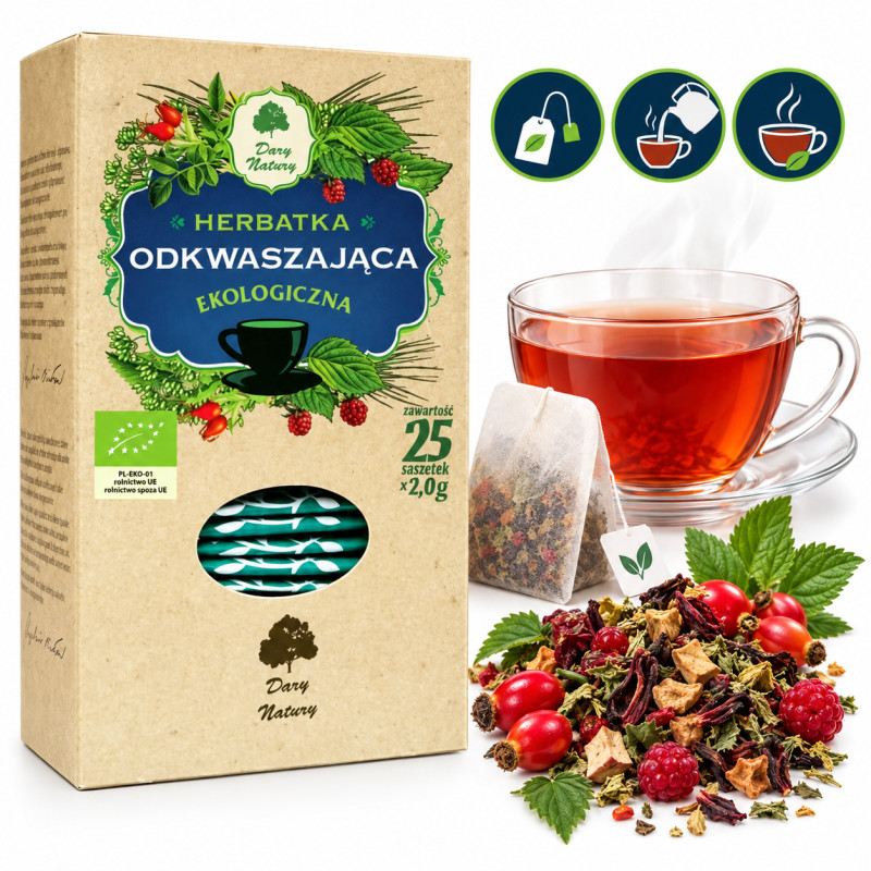 Dary Natury HERBATKA ODKWASZAJĄCA EKOLOGICZNA 25 saszetek 50G
