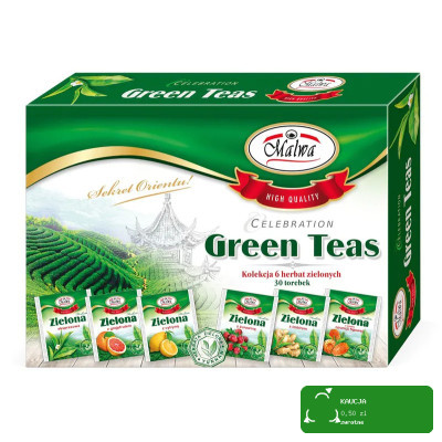 ZESTAW HERBAT ZIELONYCH smakowych MALWA GREEN TEAS