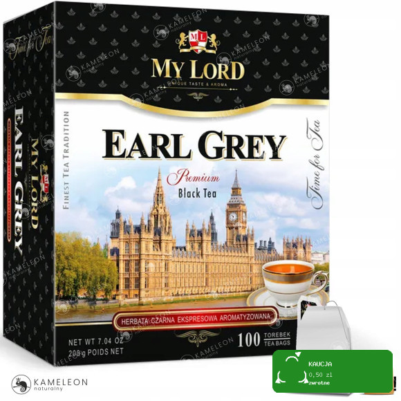 HERBATA CZARNA EARL GREY 200G ekspresowa 100torebe