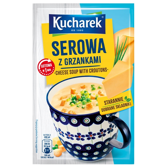 Kucharek ZUPA SEROWA Z GRZANKAMI jednoporcjowa GOTOWA W 1
