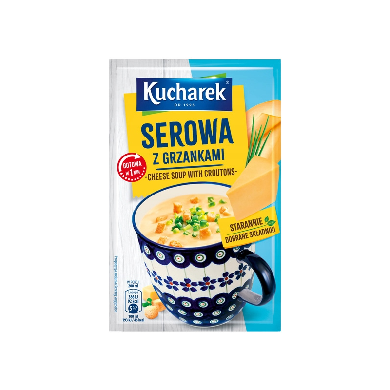 Kucharek ZUPA SEROWA Z GRZANKAMI jednoporcjowa GOTOWA W 1
