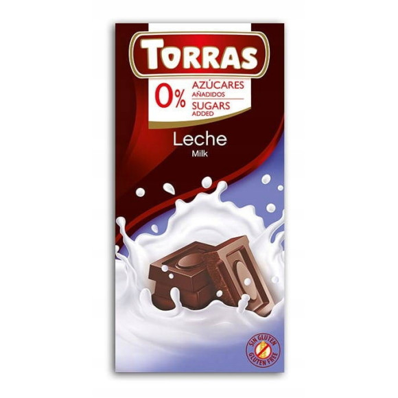 CZEKOLADA MLECZNA Milk Chocolate bez cukru glutenu bezglutenowa 75g TORRAS