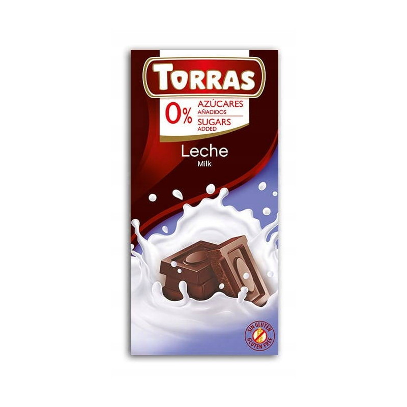 CZEKOLADA MLECZNA Milk Chocolate bez cukru glutenu bezglutenowa 75g TORRAS