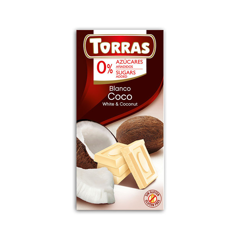 CZEKOLADA BIAŁA Z KOKOSEM BEZ CUKRU GLUTENU dla diabetyków 75g Torras