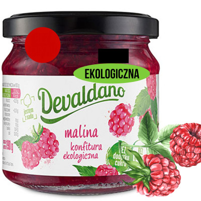 DEVALDANO - EKO KONFITURA MALINOWA 190g / słoik