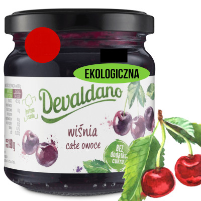 Devaldano EKO KONFITURA WIŚNIOWA bez CUKRU 190G