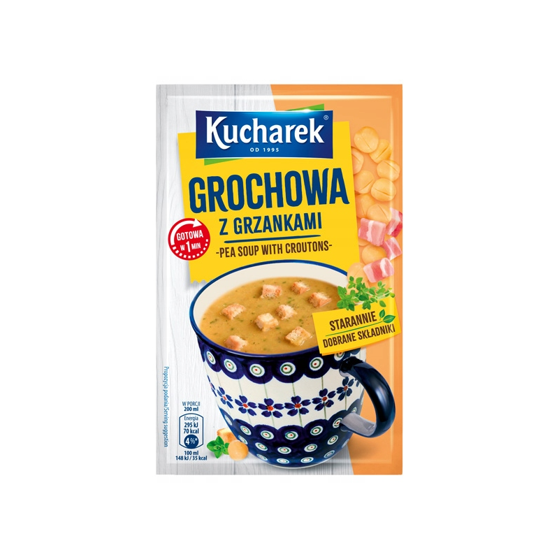 Kucharek ZUPA GROCHOWA Z GRZANKAMI jednoporcjowa GOTOWA W 1